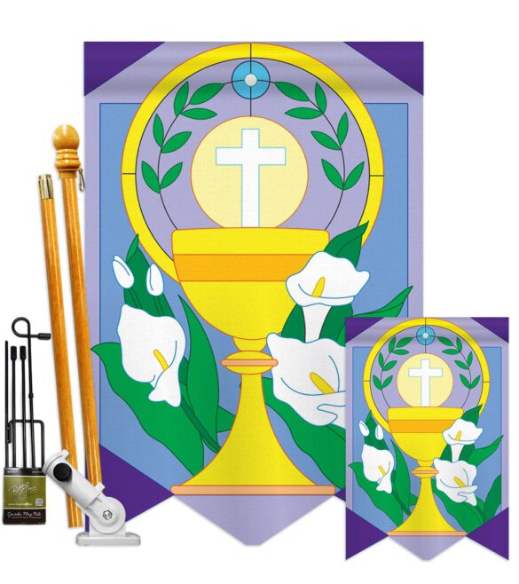 Easter Cup and Cross - Easter Spring Vertical Applique Decorative Flags HG103033 - Image 9