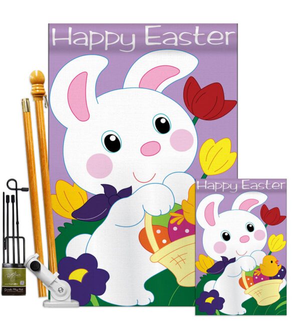 Easter Bunny - Easter Spring Vertical Applique Decorative Flags HG103038 - Image 5