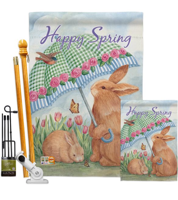 Bunnies With Umbrella - Easter Spring Vertical Impressions Decorative Flags HG103060 Made In USA - Image 6