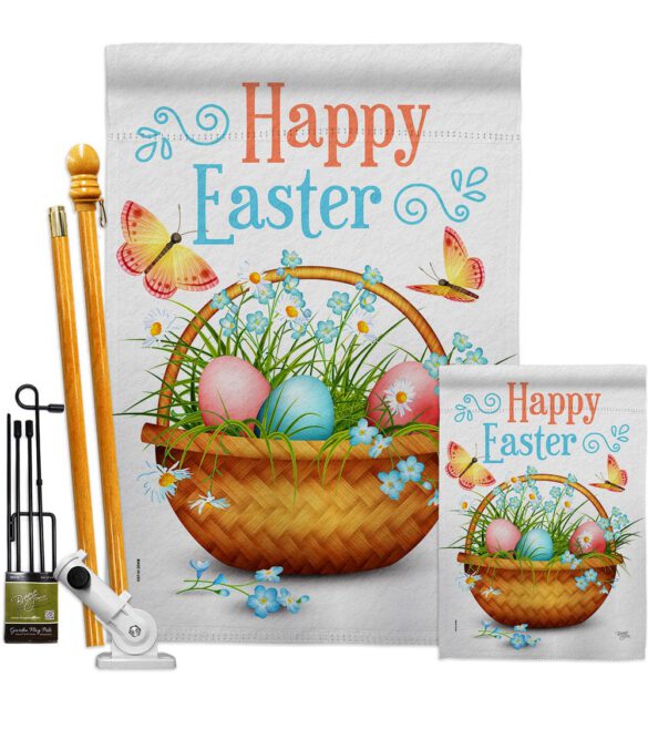 Easter Floral Basket - Easter Spring Vertical Impressions Decorative Flags HG103084 Made In USA - Image 6