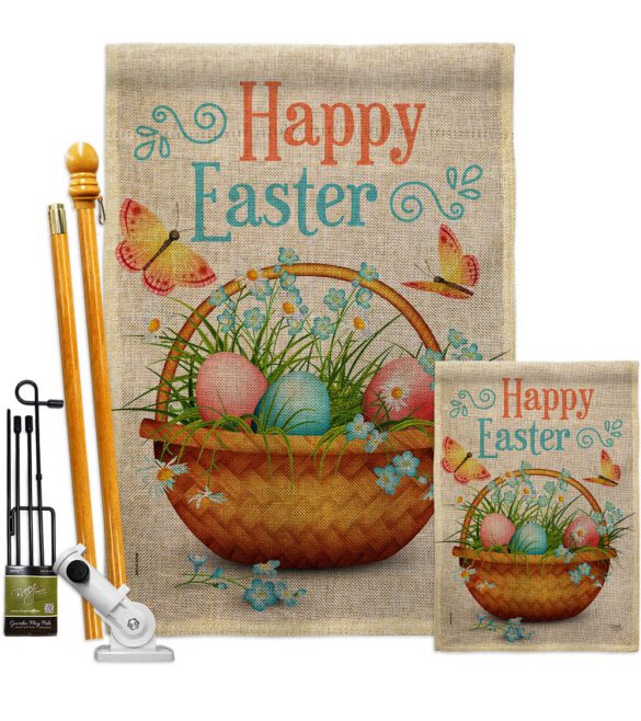 Easter Floral Basket - Easter Spring Vertical Impressions Decorative Flags HG103084 Made In USA - Image 16