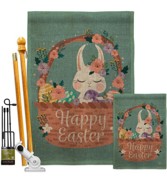 Bunny in Basket - Easter Spring Vertical Impressions Decorative Flags HG190060 Made In USA - Image 27