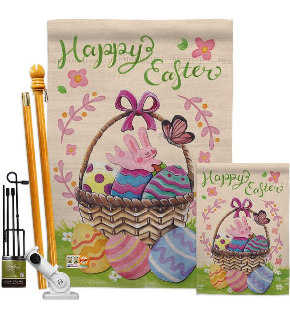 Happy Easter Colourful Basket Eggs - Easter Spring Vertical Impressions Decorative Flags HG192018 Made In USA - Image 6