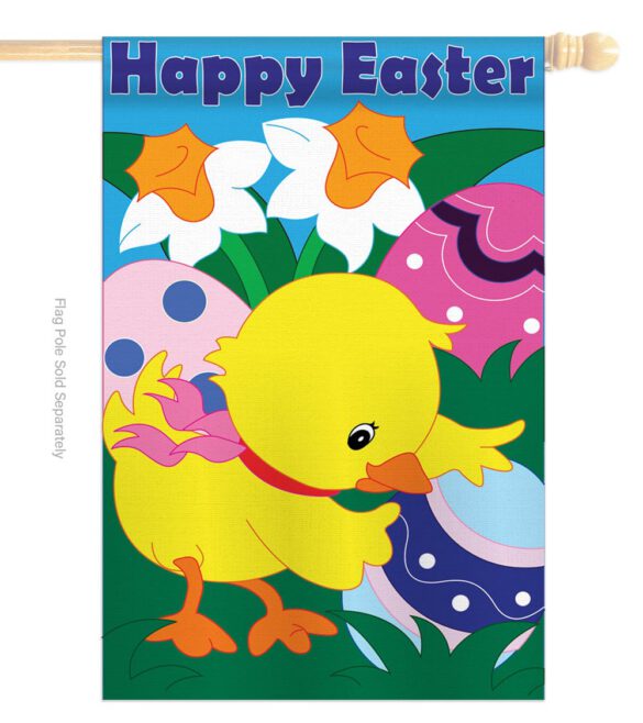 Easter Chick - Easter Spring Vertical Applique Decorative Flags HG103035 - Image 2