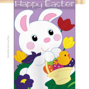 Easter Bunny - Easter Spring Vertical Applique Decorative Flags HG103038