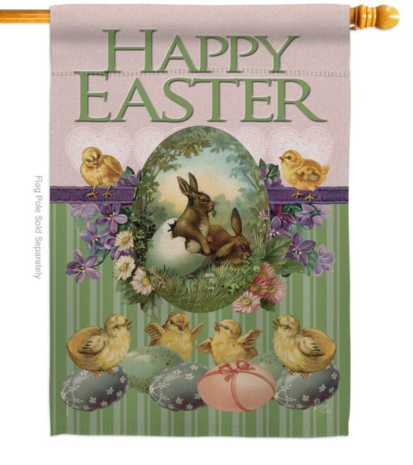 Bunny with Chicks - Easter Spring Vertical Impressions Decorative Flags HG103053 Made In USA - Image 2