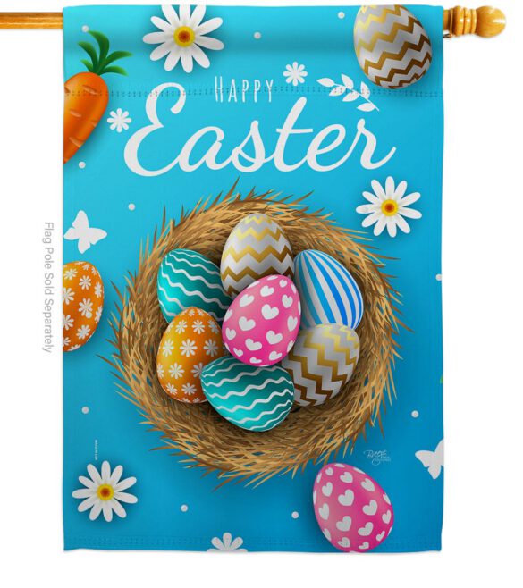 Colourful Egg Bracket - Easter Spring Vertical Impressions Decorative Flags HG103082 Made In USA - Image 2