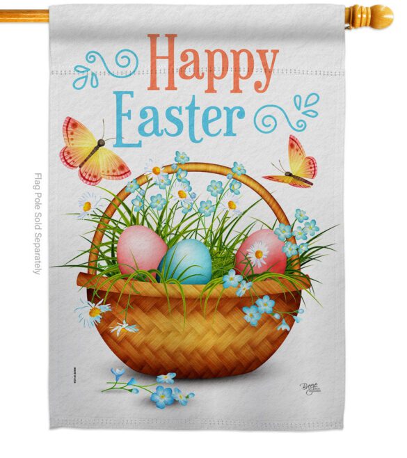 Easter Floral Basket - Easter Spring Vertical Impressions Decorative Flags HG103084 Made In USA - Image 2