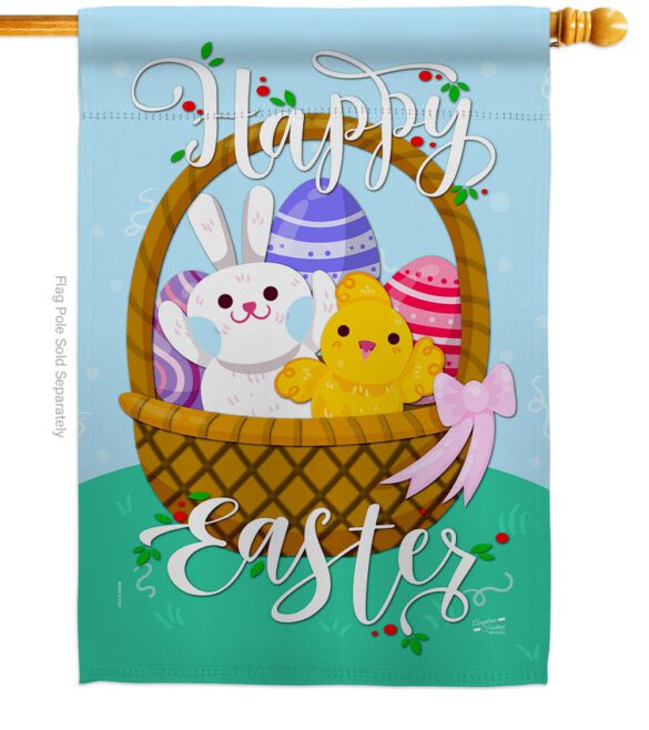 Happy Easter Basket - Easter Spring Vertical Impressions Decorative Flags HG137155 Made In USA - Image 2