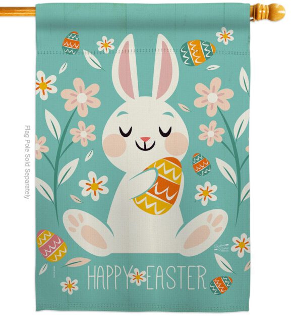 Cheerful Easter Bunny - Easter Spring Vertical Impressions Decorative Flags HG137345 Made In USA - Image 2