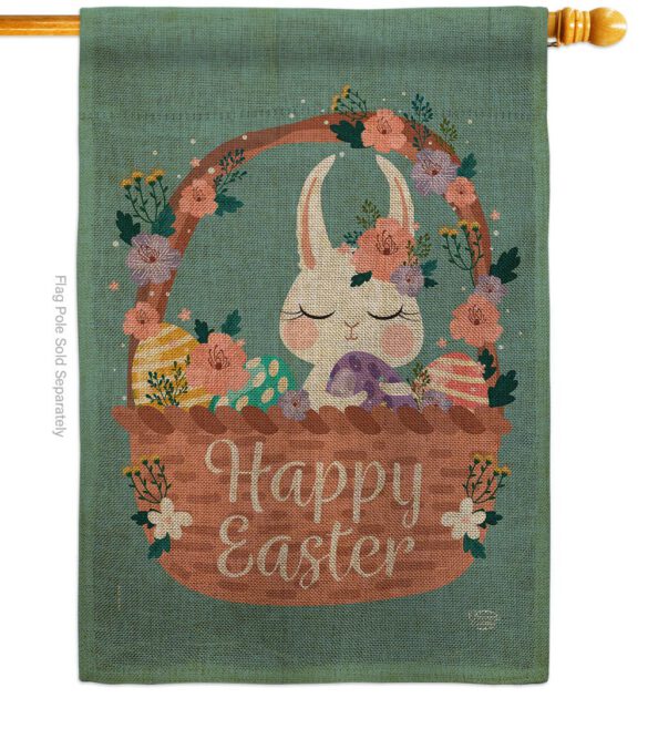 Bunny in Basket - Easter Spring Vertical Impressions Decorative Flags HG190060 Made In USA - Image 23