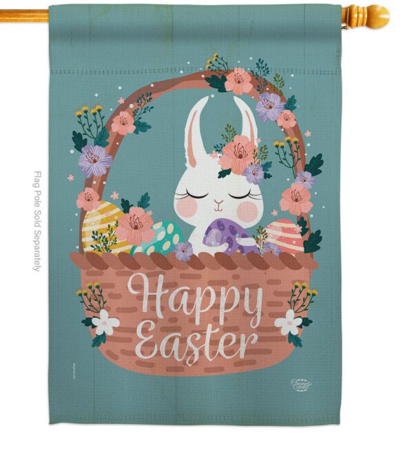 Bunny in Basket - Easter Spring Vertical Impressions Decorative Flags HG190060 Made In USA - Image 2