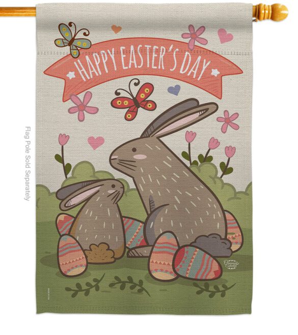 Happy Easter's Day with Colourful Bunny Eggs - Easter Spring Vertical Impressions Decorative Flags HG192020 Made In USA - Image 2
