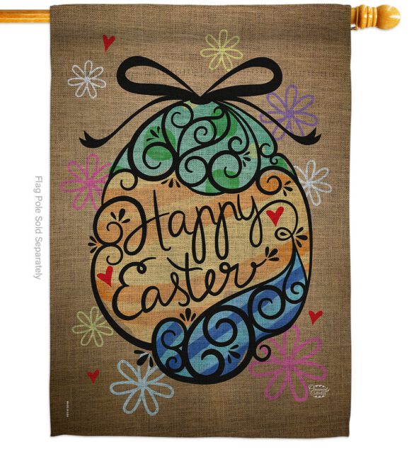 Colourful Happy Easter Egg - Easter Spring Vertical Impressions Decorative Flags HG192022 Made In USA - Image 2