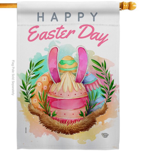 Happy Bunny Eggs - Easter Spring Vertical Impressions Decorative Flags HG192349 Made In USA - Image 2
