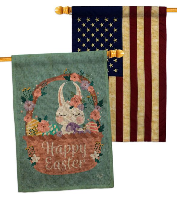 Bunny in Basket - Easter Spring Vertical Impressions Decorative Flags HG190060 Made In USA - Image 29