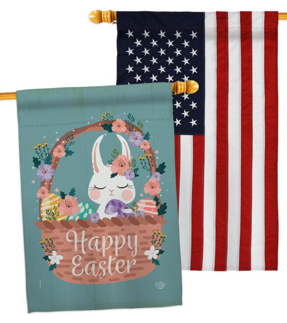 Bunny in Basket - Easter Spring Vertical Impressions Decorative Flags HG190060 Made In USA - Image 15