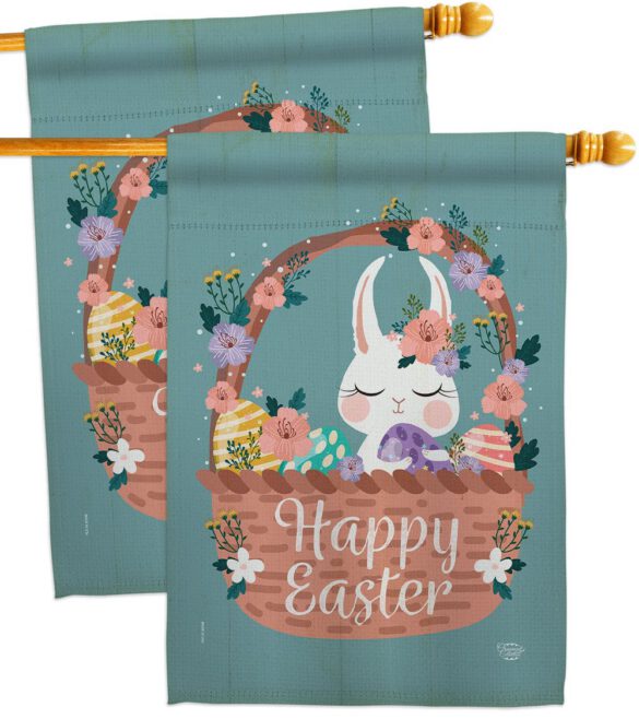 Bunny in Basket - Easter Spring Vertical Impressions Decorative Flags HG190060 Made In USA - Image 12