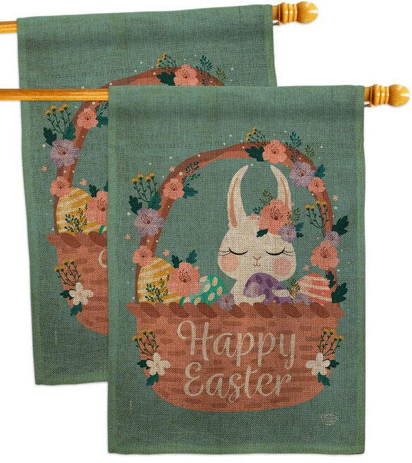 Bunny in Basket - Easter Spring Vertical Impressions Decorative Flags HG190060 Made In USA - Image 33