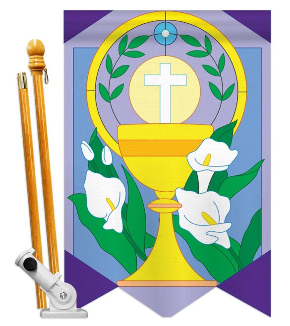 Easter Cup and Cross - Easter Spring Vertical Applique Decorative Flags HG103033 - Image 6