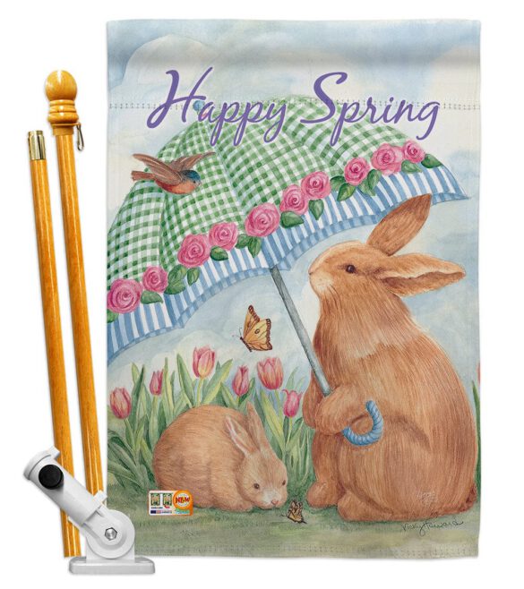 Bunnies With Umbrella - Easter Spring Vertical Impressions Decorative Flags HG103060 Made In USA - Image 5