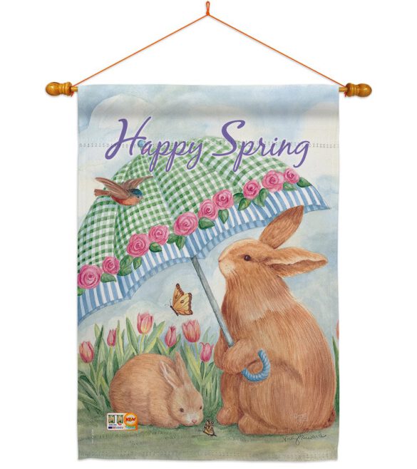 Bunnies With Umbrella - Easter Spring Vertical Impressions Decorative Flags HG103060 Made In USA - Image 14