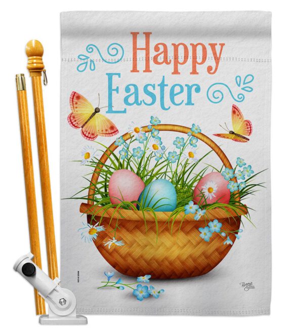 Easter Floral Basket - Easter Spring Vertical Impressions Decorative Flags HG103084 Made In USA - Image 5