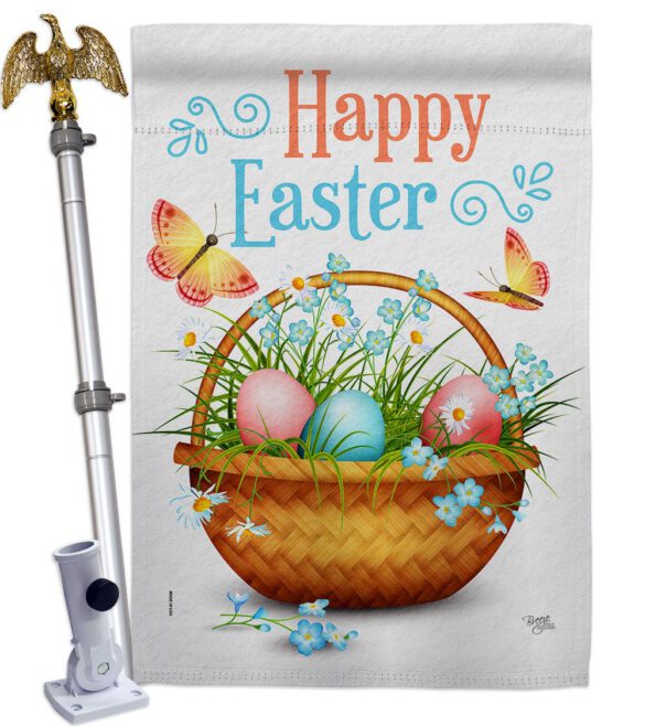 Easter Floral Basket - Easter Spring Vertical Impressions Decorative Flags HG103084 Made In USA - Image 9