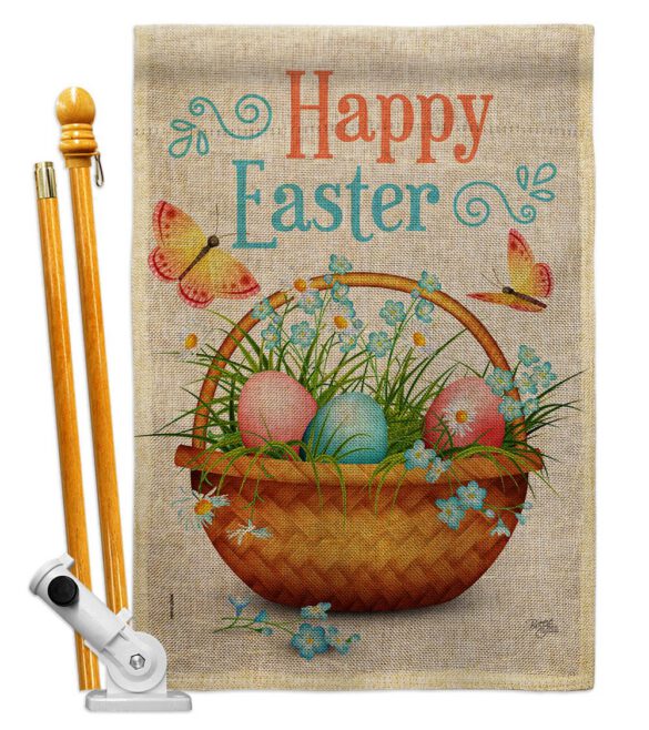 Easter Floral Basket - Easter Spring Vertical Impressions Decorative Flags HG103084 Made In USA - Image 15