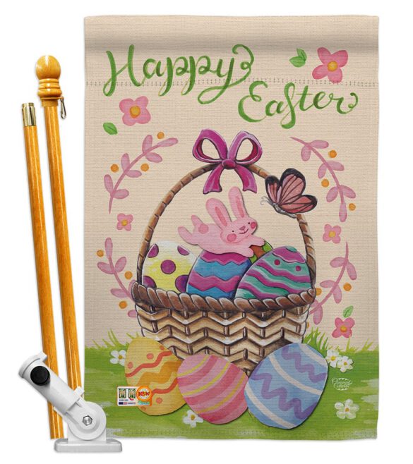 Happy Easter Colourful Basket Eggs - Easter Spring Vertical Impressions Decorative Flags HG192018 Made In USA - Image 5
