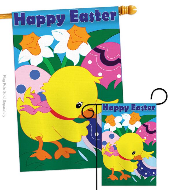 Easter Chick - Easter Spring Vertical Applique Decorative Flags HG103035 - Image 3