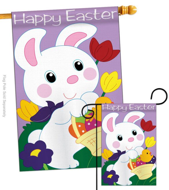 Easter Bunny - Easter Spring Vertical Applique Decorative Flags HG103038 - Image 4