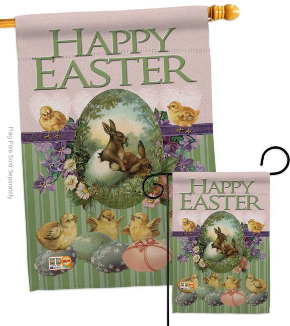 Bunny with Chicks - Easter Spring Vertical Impressions Decorative Flags HG103053 Made In USA - Image 3