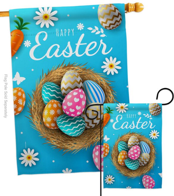 Colourful Egg Bracket - Easter Spring Vertical Impressions Decorative Flags HG103082 Made In USA - Image 3
