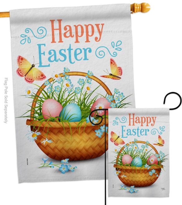 Easter Floral Basket - Easter Spring Vertical Impressions Decorative Flags HG103084 Made In USA - Image 3