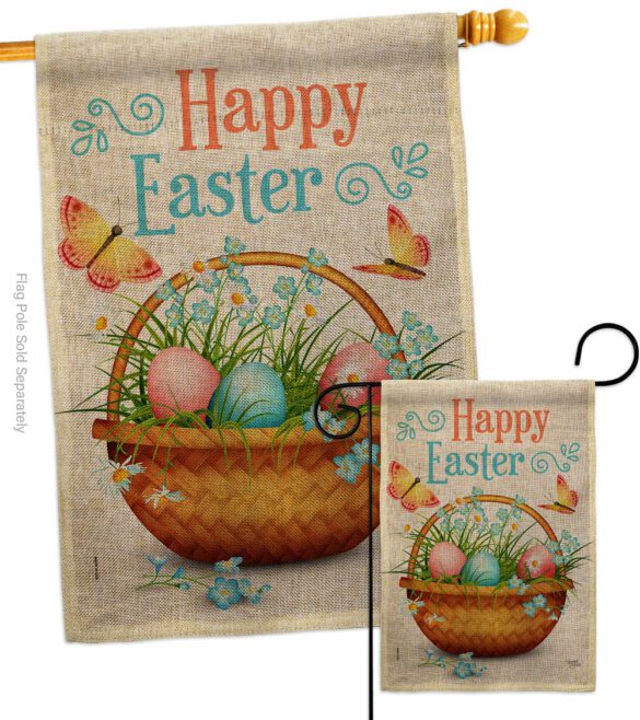 Easter Floral Basket - Easter Spring Vertical Impressions Decorative Flags HG103084 Made In USA - Image 13