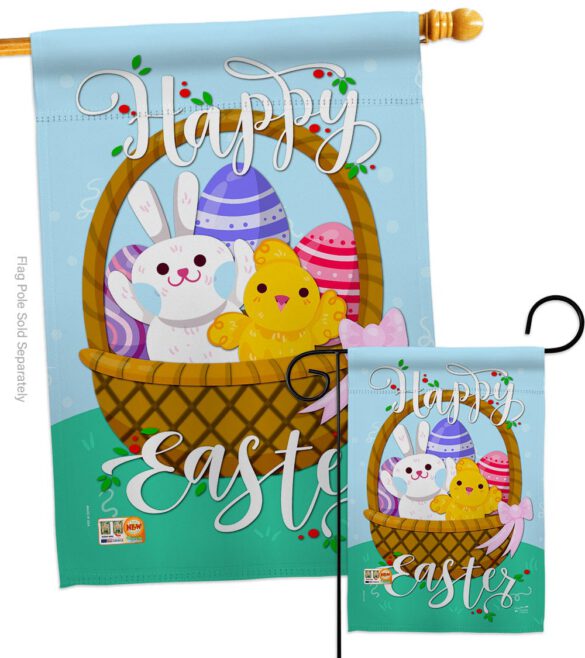 Happy Easter Basket - Easter Spring Vertical Impressions Decorative Flags HG137155 Made In USA - Image 3