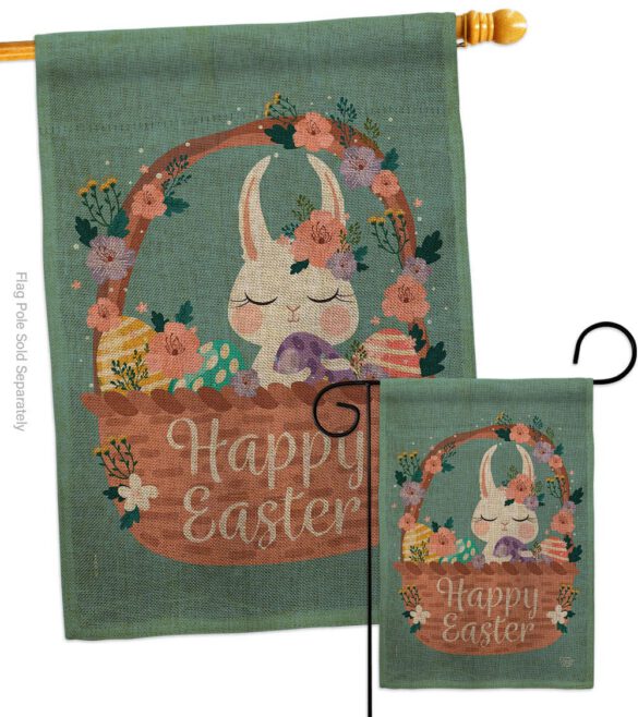 Bunny in Basket - Easter Spring Vertical Impressions Decorative Flags HG190060 Made In USA - Image 24