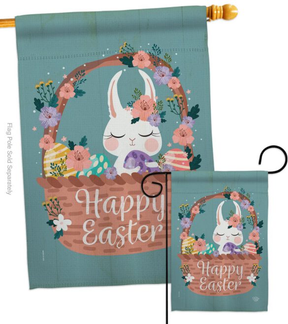 Bunny in Basket - Easter Spring Vertical Impressions Decorative Flags HG190060 Made In USA - Image 3