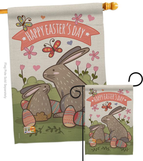 Happy Easter's Day with Colourful Bunny Eggs - Easter Spring Vertical Impressions Decorative Flags HG192020 Made In USA - Image 3