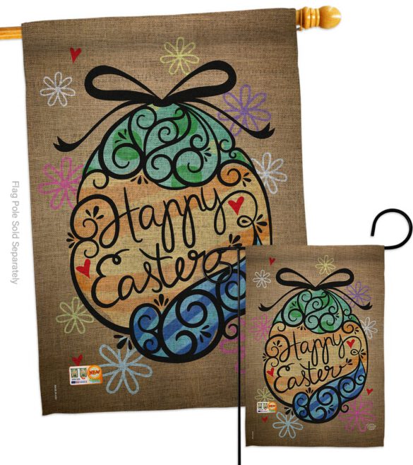 Colourful Happy Easter Egg - Easter Spring Vertical Impressions Decorative Flags HG192022 Made In USA - Image 3