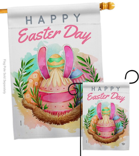 Happy Bunny Eggs - Easter Spring Vertical Impressions Decorative Flags HG192349 Made In USA - Image 3