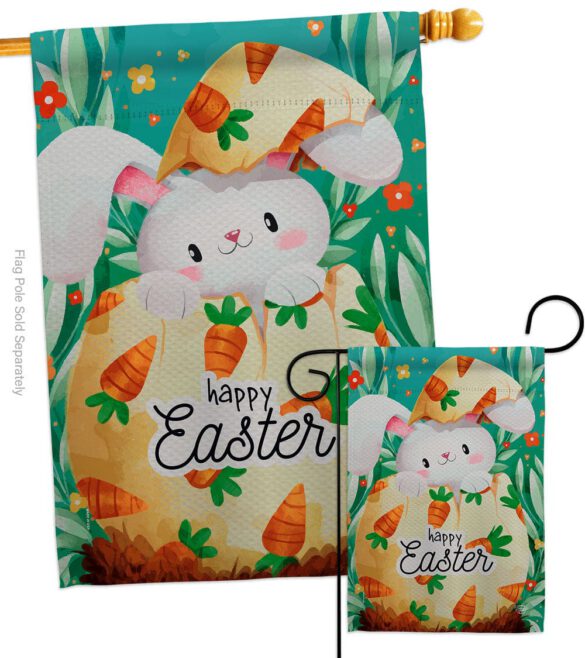 Hiding Easter Bunny - Easter Spring Vertical Impressions Decorative Flags HG192351 Made In USA - Image 3