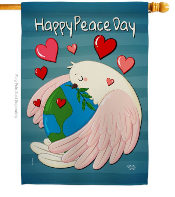 Happy Peace Day - Expression Inspirational Vertical Impressions Decorative Flags HG192420 Made In USA - Image 2