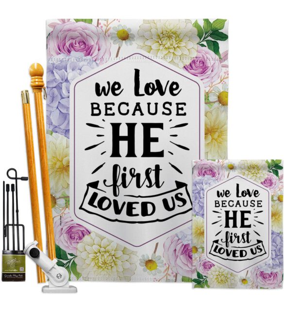 He First Loved - Faith Religious Inspirational Vertical Impressions Decorative Flags HG120280 Made In USA - Image 6