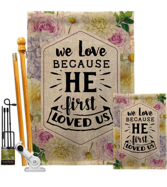 He First Loved - Faith Religious Inspirational Vertical Impressions Decorative Flags HG120280 Made In USA - Image 27