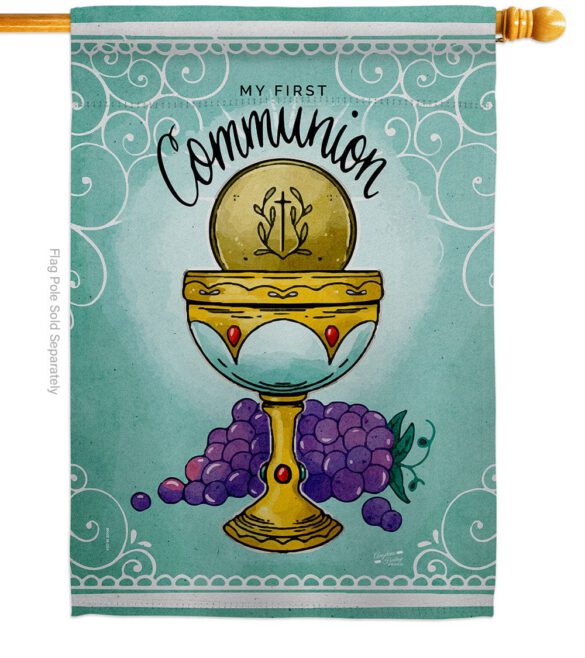 First Communion - Faith Religious Inspirational Vertical Impressions Decorative Flags HG130342 Made In USA - Image 2