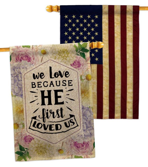 He First Loved - Faith Religious Inspirational Vertical Impressions Decorative Flags HG120280 Made In USA - Image 29