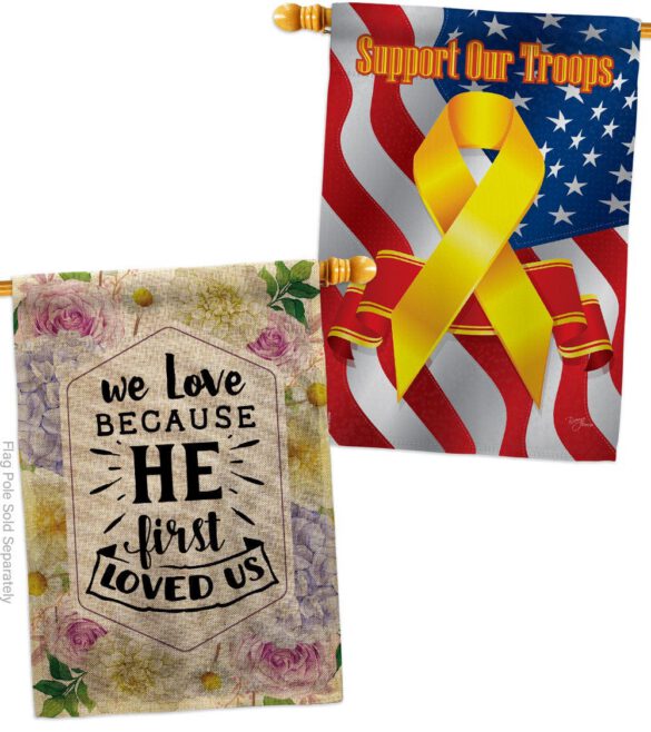 He First Loved - Faith Religious Inspirational Vertical Impressions Decorative Flags HG120280 Made In USA - Image 35