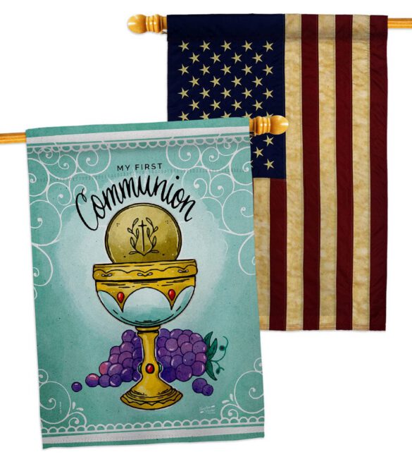 First Communion - Faith Religious Inspirational Vertical Impressions Decorative Flags HG130342 Made In USA - Image 8